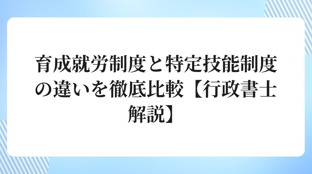 育成就労制度と特定技能制度の違いを徹底比較【行政書士解説】